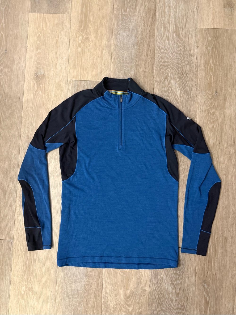 Smartwool Merino Wool Blue and Black Quarter-Zip Men’s Size Medium